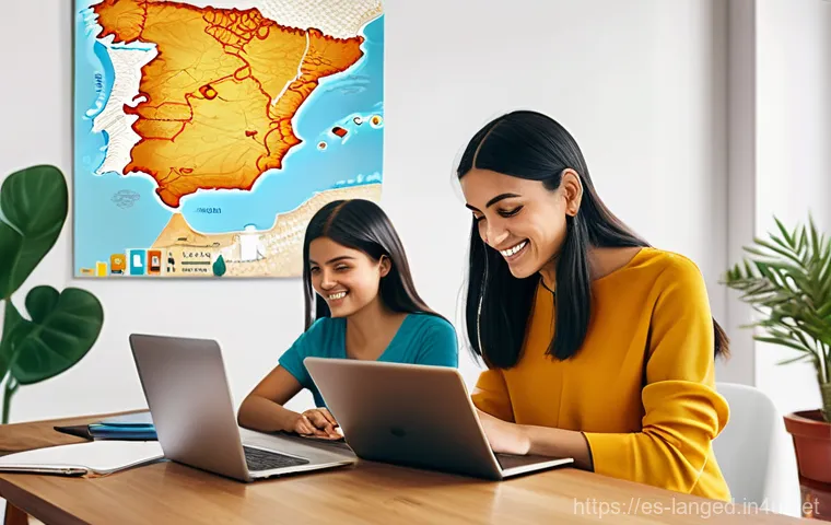 언어 교육에서의 실시간 교육 - **Prompt 1: "Seamless Real-Time Spanish Connection"**
    A vibrant and diverse group of individuals...