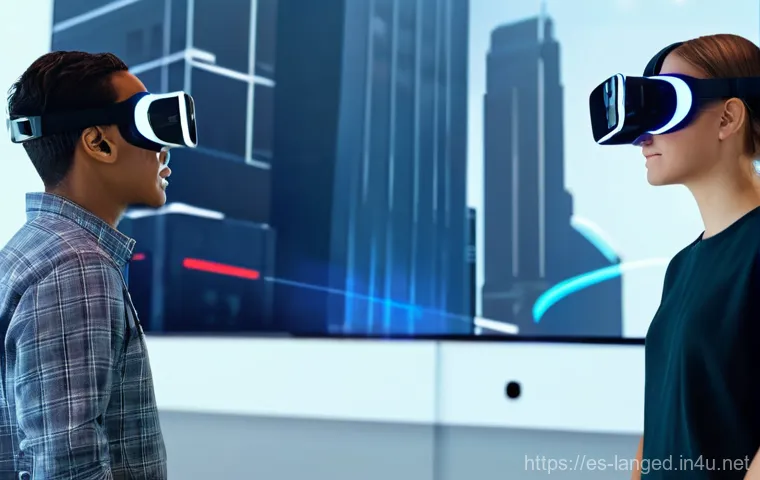 언어교육학 개념 - **AI-Powered Immersive Language Learning in a Futuristic City Setting**
Prompt: "A diverse group...