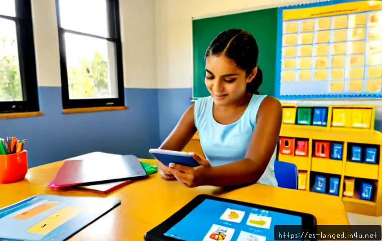 언어 교육 자료 개발 - Photorealistic educational content development scene for Spanish language learners, a diverse teache...